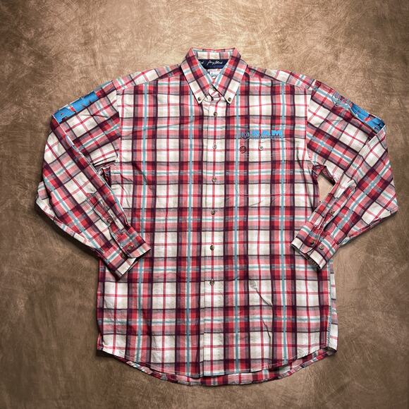 RAM Rodeo Series Embroidered Plaid Shirt Wrangler Cowboy Collection Men's M - Picture 1 of 8